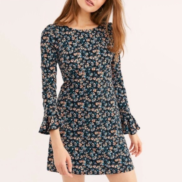 Free People Dresses & Skirts - NWT Free People Say Hello Micro Floral Print Long Sleeve Ruffle Mini Dress